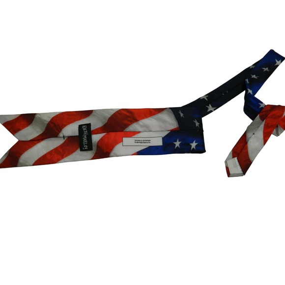 Ralph Marlin Men's Necktie Tie Silk  "Stars & Stripes" American Flag Patriotic - Picture 3 of 6